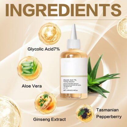 Glycolic Acid 7% Exfoliating Toner – Hydrating & Blemish-Reducing Toner – 240ml - Image 3